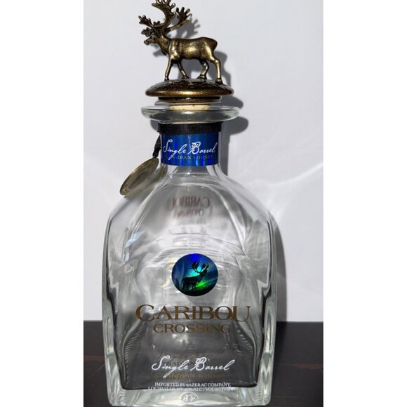Empty Caribou Crossing Single Barrel Canadian Whiskey Bottle W/ Caribou Stopper - Picture 1 of 8